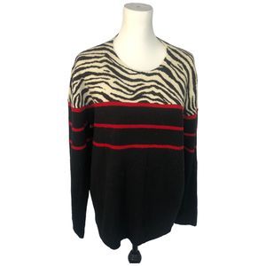 Beach Lunch Lounge Long Sleeve Casual Zebra Pullover‎ Sweater Size XL